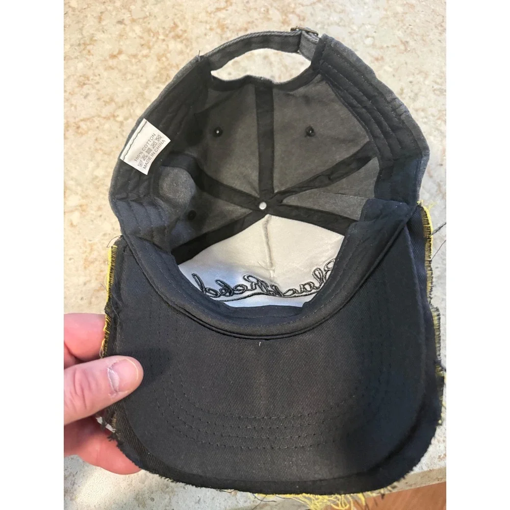Black Rebel Indian Dakota Distressed Baseball Cap Washed Gray Adjustable Hat